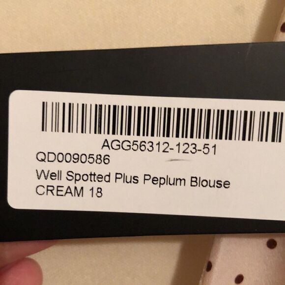 Nasty Gal 14 Well Spotted Peplum Bell Sleeve Faux Wrap Cream Brown Polka Top - Picture 11 of 16